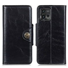 Leather Case Stands Flip Cover Holder M12L for Motorola Moto G72 Black