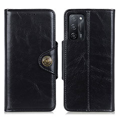 Leather Case Stands Flip Cover Holder M12L for Oppo A53s 5G Black