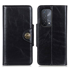 Leather Case Stands Flip Cover Holder M12L for Oppo A54 5G Black