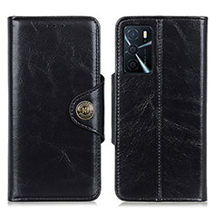 Leather Case Stands Flip Cover Holder M12L for Oppo A54s Black