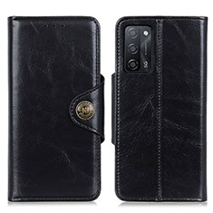 Leather Case Stands Flip Cover Holder M12L for Oppo A55 5G Black