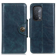 Leather Case Stands Flip Cover Holder M12L for Oppo A74 5G Blue