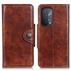 Leather Case Stands Flip Cover Holder M12L for Oppo A93 5G Brown