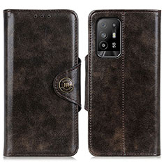 Leather Case Stands Flip Cover Holder M12L for Oppo A95 5G Brown