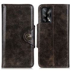 Leather Case Stands Flip Cover Holder M12L for Oppo F19 Brown