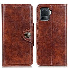 Leather Case Stands Flip Cover Holder M12L for Oppo Reno5 F Brown