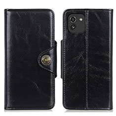 Leather Case Stands Flip Cover Holder M12L for Samsung Galaxy A03 Black