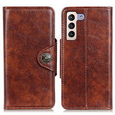 Leather Case Stands Flip Cover Holder M12L for Samsung Galaxy S21 FE 5G Brown