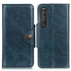 Leather Case Stands Flip Cover Holder M12L for Sony Xperia 1 III Blue