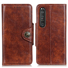 Leather Case Stands Flip Cover Holder M12L for Sony Xperia 1 III Brown