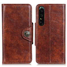 Leather Case Stands Flip Cover Holder M12L for Sony Xperia 1 IV Brown