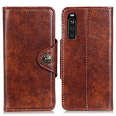 Leather Case Stands Flip Cover Holder M12L for Sony Xperia 10 III Lite Brown