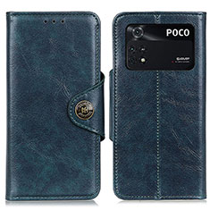 Leather Case Stands Flip Cover Holder M12L for Xiaomi Poco M4 Pro 4G Blue