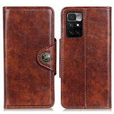 Leather Case Stands Flip Cover Holder M12L for Xiaomi Redmi 10 4G Brown