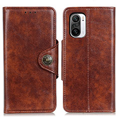 Leather Case Stands Flip Cover Holder M12L for Xiaomi Redmi K40 5G Brown