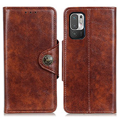Leather Case Stands Flip Cover Holder M12L for Xiaomi Redmi Note 10 5G Brown