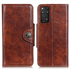 Leather Case Stands Flip Cover Holder M12L for Xiaomi Redmi Note 11 4G (2022) Brown