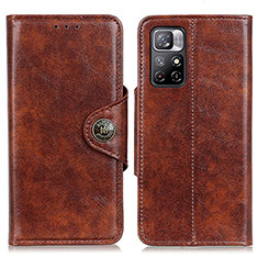 Leather Case Stands Flip Cover Holder M12L for Xiaomi Redmi Note 11 5G Brown