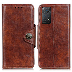 Leather Case Stands Flip Cover Holder M12L for Xiaomi Redmi Note 11 Pro 4G Brown