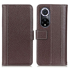 Leather Case Stands Flip Cover Holder M13L for Huawei Honor 50 5G Brown