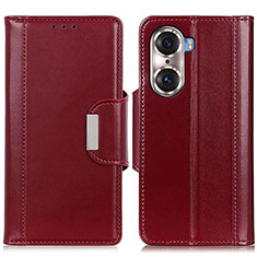 Leather Case Stands Flip Cover Holder M13L for Huawei Honor 60 5G Red