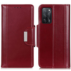 Leather Case Stands Flip Cover Holder M13L for Oppo A53s 5G Red