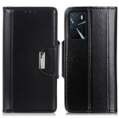 Leather Case Stands Flip Cover Holder M13L for Oppo A54s Black