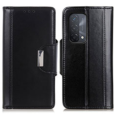 Leather Case Stands Flip Cover Holder M13L for Oppo A74 5G Black