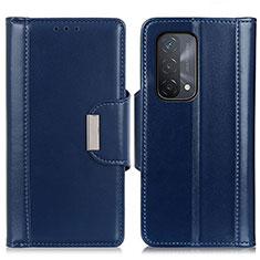 Leather Case Stands Flip Cover Holder M13L for Oppo A74 5G Blue