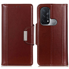 Leather Case Stands Flip Cover Holder M13L for Oppo Reno5 A Brown