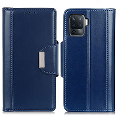 Leather Case Stands Flip Cover Holder M13L for Oppo Reno5 Lite Blue