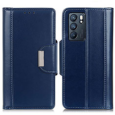 Leather Case Stands Flip Cover Holder M13L for Oppo Reno6 5G Blue