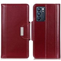 Leather Case Stands Flip Cover Holder M13L for Oppo Reno6 5G Red