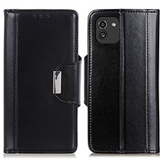 Leather Case Stands Flip Cover Holder M13L for Samsung Galaxy A03 Black