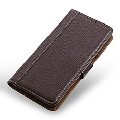 Leather Case Stands Flip Cover Holder M13L for Samsung Galaxy M32 5G Brown