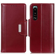 Leather Case Stands Flip Cover Holder M13L for Sony Xperia 5 III SO-53B Red