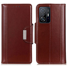 Leather Case Stands Flip Cover Holder M13L for Xiaomi Mi 11T 5G Brown