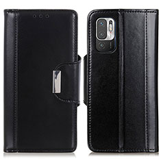 Leather Case Stands Flip Cover Holder M13L for Xiaomi Redmi Note 10 5G Black