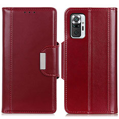 Leather Case Stands Flip Cover Holder M13L for Xiaomi Redmi Note 10 Pro 4G Red