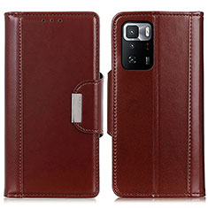 Leather Case Stands Flip Cover Holder M13L for Xiaomi Redmi Note 10 Pro 5G Brown