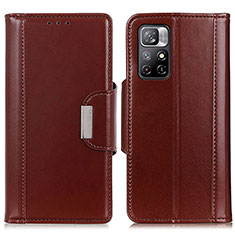 Leather Case Stands Flip Cover Holder M13L for Xiaomi Redmi Note 11 5G Brown