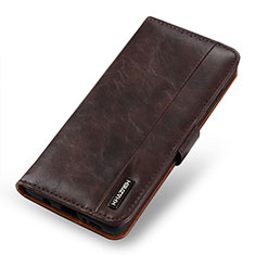 Leather Case Stands Flip Cover Holder M13L for Xiaomi Redmi Note 11 SE India 4G Brown