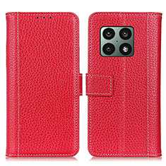 Leather Case Stands Flip Cover Holder M14L for OnePlus 10 Pro 5G Red