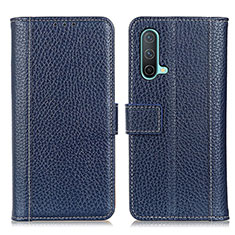 Leather Case Stands Flip Cover Holder M14L for OnePlus Nord CE 5G Blue