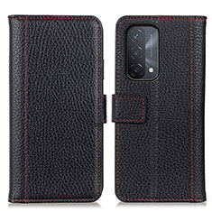 Leather Case Stands Flip Cover Holder M14L for Oppo A54 5G Black