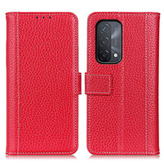 Leather Case Stands Flip Cover Holder M14L for Oppo A54 5G Red