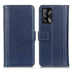 Leather Case Stands Flip Cover Holder M14L for Oppo A74 4G Blue