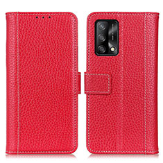 Leather Case Stands Flip Cover Holder M14L for Oppo A74 4G Red