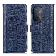 Leather Case Stands Flip Cover Holder M14L for Oppo A93 5G Blue