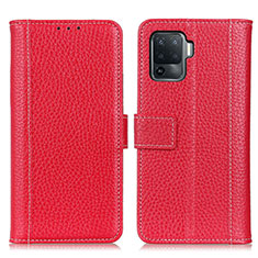 Leather Case Stands Flip Cover Holder M14L for Oppo F19 Pro Red